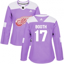 Women's Adidas Detroit Red Wings #17 David Booth Authentic Purple Fights Cancer Practice NHL Jersey
