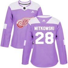 Women's Adidas Detroit Red Wings #28 Luke Witkowski Authentic Purple Fights Cancer Practice NHL Jersey