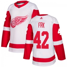 Men's Adidas Detroit Red Wings #42 Martin Frk Authentic White Away NHL Jersey