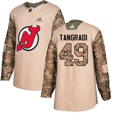Men's Adidas New Jersey Devils #49 Eric Tangradi Authentic Camo Veterans Day Practice NHL Jersey