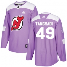 Men's Adidas New Jersey Devils #49 Eric Tangradi Authentic Purple Fights Cancer Practice NHL Jersey