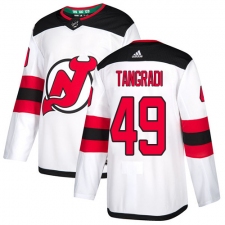 Men's Adidas New Jersey Devils #49 Eric Tangradi Authentic White Away NHL Jersey