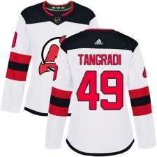 Women's Adidas New Jersey Devils #49 Eric Tangradi Authentic White Away NHL Jersey