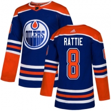 Men's Adidas Edmonton Oilers #8 Ty Rattie Premier Royal Blue Alternate NHL Jersey