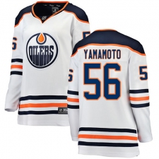Women's Edmonton Oilers #56 Kailer Yamamoto Authentic White Away Fanatics Branded Breakaway NHL Jersey