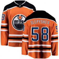 Men's Edmonton Oilers #58 Anton Slepyshev Fanatics Branded Orange Home Breakaway NHL Jersey
