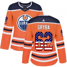 Women's Adidas Edmonton Oilers #62 Eric Gryba Authentic Orange USA Flag Fashion NHL Jersey