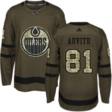 Men's Adidas Edmonton Oilers #81 Yohann Auvitu Authentic Green Salute to Service NHL Jersey