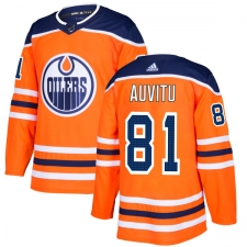 Men's Adidas Edmonton Oilers #81 Yohann Auvitu Authentic Orange Home NHL Jersey