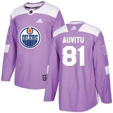 Men's Adidas Edmonton Oilers #81 Yohann Auvitu Authentic Purple Fights Cancer Practice NHL Jersey
