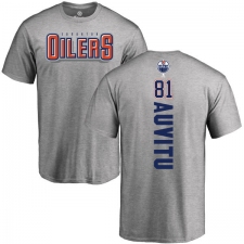 NHL Adidas Edmonton Oilers #81 Yohann Auvitu Ash Backer T-Shirt
