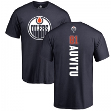 NHL Adidas Edmonton Oilers #81 Yohann Auvitu Navy Blue Backer T-Shirt