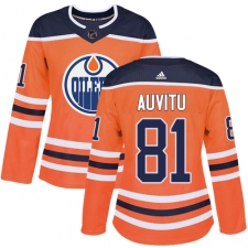 Women's Adidas Edmonton Oilers #81 Yohann Auvitu Authentic Orange Home NHL Jersey