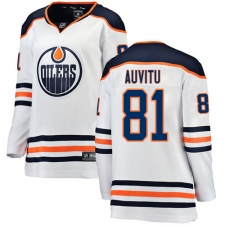 Women's Edmonton Oilers #81 Yohann Auvitu Authentic White Away Fanatics Branded Breakaway NHL Jersey
