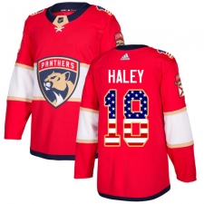 Men's Adidas Florida Panthers #18 Micheal Haley Authentic Red USA Flag Fashion NHL Jersey