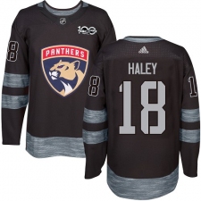 Men's Adidas Florida Panthers #18 Micheal Haley Premier Black 1917-2017 100th Anniversary NHL Jersey