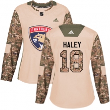 Women's Adidas Florida Panthers #18 Micheal Haley Authentic Camo Veterans Day Practice NHL Jersey