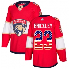 Men's Adidas Florida Panthers #23 Connor Brickley Authentic Red USA Flag Fashion NHL Jersey