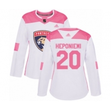 Women's Florida Panthers #20 Aleksi Heponiemi Authentic White Pink Fashion Hockey Jersey