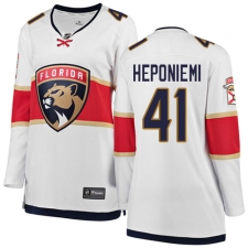 Women's Florida Panthers #41 Aleksi Heponiemi Authentic White Away Fanatics Branded Breakaway NHL Jersey