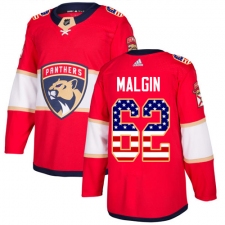 Youth Adidas Florida Panthers #62 Denis Malgin Authentic Red USA Flag Fashion NHL Jersey