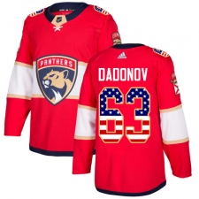 Men's Adidas Florida Panthers #63 Evgenii Dadonov Authentic Red USA Flag Fashion NHL Jersey