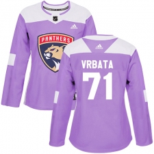 Women's Adidas Florida Panthers #71 Radim Vrbata Authentic Purple Fights Cancer Practice NHL Jersey