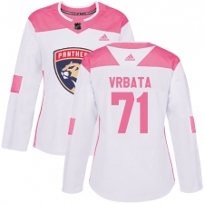 Women's Adidas Florida Panthers #71 Radim Vrbata Authentic White/Pink Fashion NHL Jersey