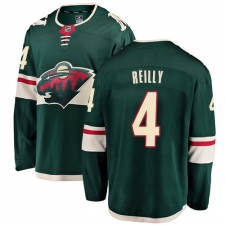Men's Minnesota Wild #4 Mike Reilly Authentic Green Home Fanatics Branded Breakaway NHL Jersey
