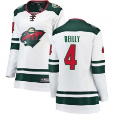 Women's Minnesota Wild #4 Mike Reilly Authentic White Away Fanatics Branded Breakaway NHL Jersey