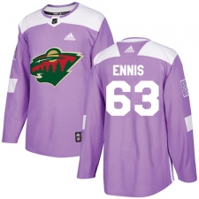 Men's Adidas Minnesota Wild #63 Tyler Ennis Authentic Purple Fights Cancer Practice NHL Jersey