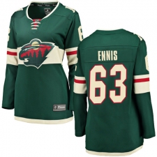 Women's Minnesota Wild #63 Tyler Ennis Authentic Green Home Fanatics Branded Breakaway NHL Jersey