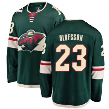 Men's Minnesota Wild #23 Gustav Olofsson Authentic Green Home Fanatics Branded Breakaway NHL Jersey