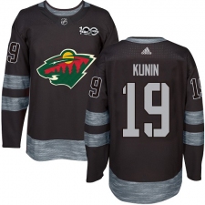 Men's Adidas Minnesota Wild #19 Luke Kunin Premier Black 1917-2017 100th Anniversary NHL Jersey