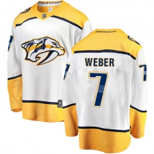 Men's Nashville Predators #7 Yannick Weber Fanatics Branded White Away Breakaway NHL Jersey