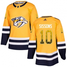 Men's Adidas Nashville Predators #10 Colton Sissons Authentic Gold Drift Fashion NHL Jersey
