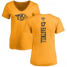 NHL Women's Adidas Nashville Predators #17 Scott Hartnell Gold One Color Backer T-Shirt