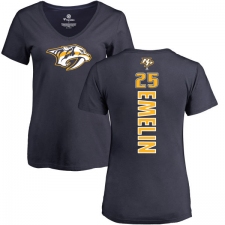 NHL Women's Adidas Nashville Predators #25 Alexei Emelin Navy Blue Backer T-Shirt