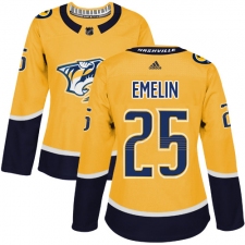 Women's Adidas Nashville Predators #25 Alexei Emelin Authentic Gold Home NHL Jersey