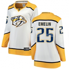 Women's Nashville Predators #25 Alexei Emelin Fanatics Branded White Away Breakaway NHL Jersey