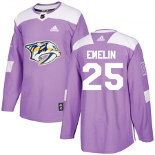 Youth Adidas Nashville Predators #25 Alexei Emelin Authentic Purple Fights Cancer Practice NHL Jersey