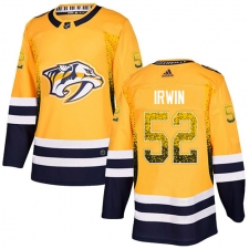 Men's Adidas Nashville Predators #52 Matt Irwin Authentic Gold Drift Fashion NHL Jersey