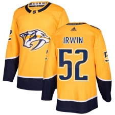 Men's Adidas Nashville Predators #52 Matt Irwin Authentic Gold Home NHL Jersey