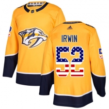 Men's Adidas Nashville Predators #52 Matt Irwin Authentic Gold USA Flag Fashion NHL Jersey