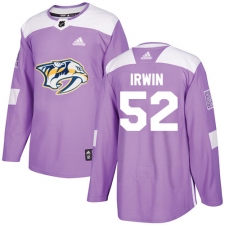 Men's Adidas Nashville Predators #52 Matt Irwin Authentic Purple Fights Cancer Practice NHL Jersey