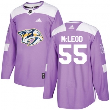 Men's Adidas Nashville Predators #55 Cody McLeod Authentic Purple Fights Cancer Practice NHL Jersey