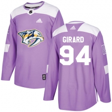 Men's Adidas Nashville Predators #94 Samuel Girard Authentic Purple Fights Cancer Practice NHL Jersey