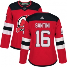 Women's Adidas New Jersey Devils #16 Steve Santini Authentic Red Home NHL Jersey