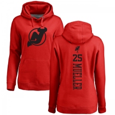 NHL Women's Adidas New Jersey Devils #25 Mirco Mueller Red One Color Backer Pullover Hoodie