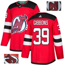 Men's Adidas New Jersey Devils #39 Brian Gibbons Authentic Red Fashion Gold NHL Jersey